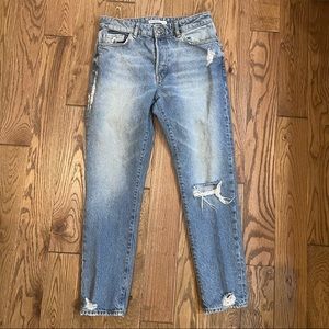 Zara Straight Leg Distressed Jeans